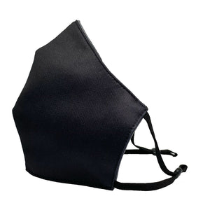 Black christian face mask suitable for sports and outdoors, adjustable ear strap and moisture wicking fabric.