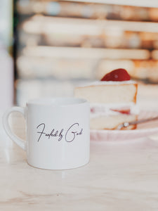 Christian Home Lookbook: Fueled by God Small Christian Mug at Dessert Table. Perfect Christian housewarming gift for kids.